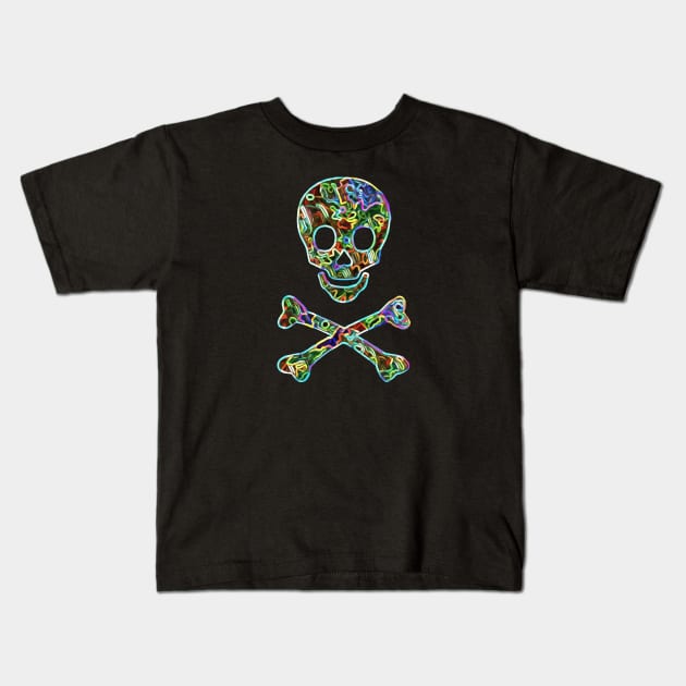 Neon Skull and Crossbones Kids T-Shirt by Muzehack